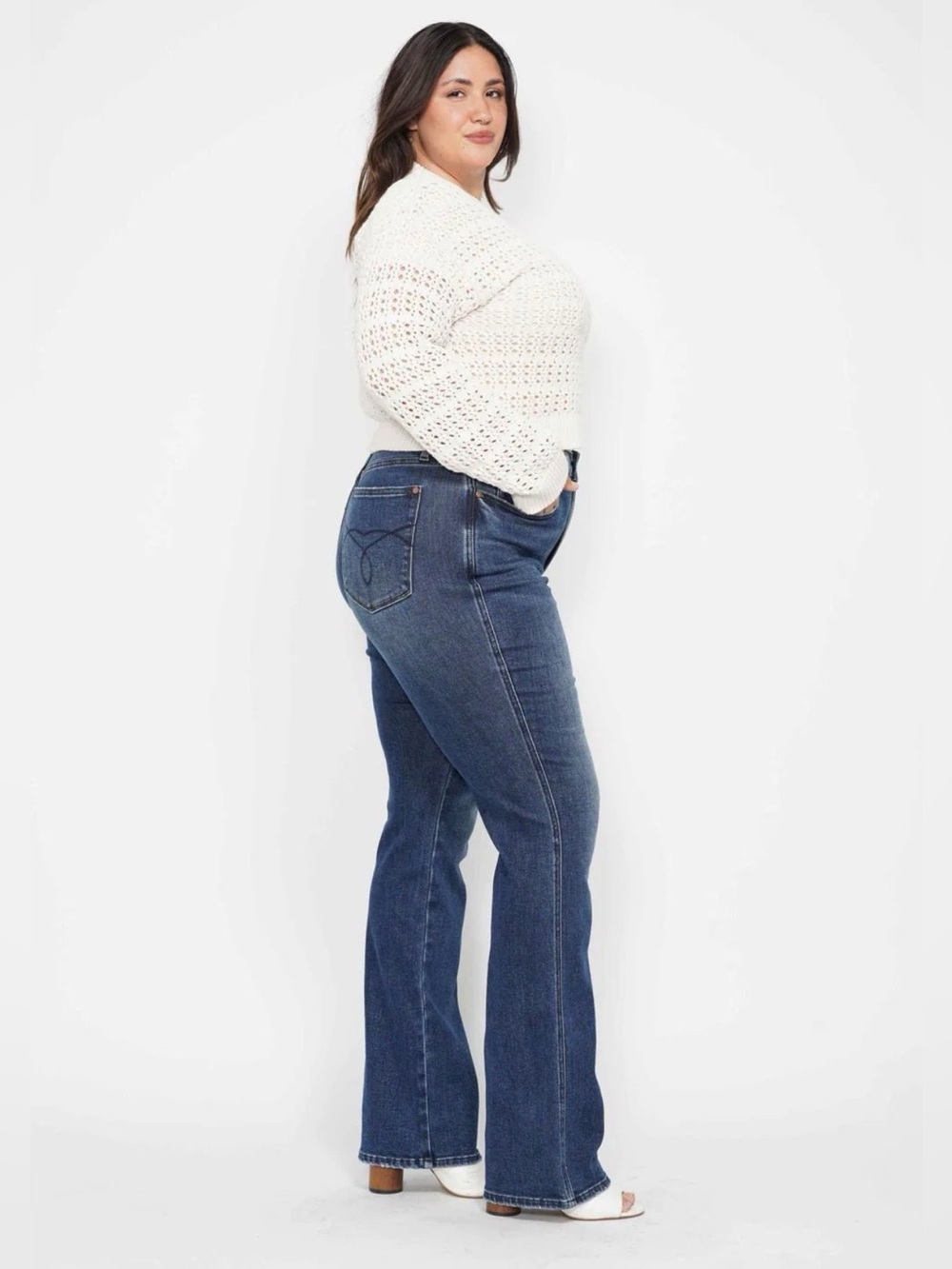 Judy Blue High Waist Tummy Control back pocket embroidery boot cut denim - Picture 5 of 14